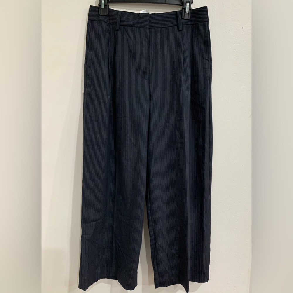 Pleated Pinstripe Crop Wide Leg Pants